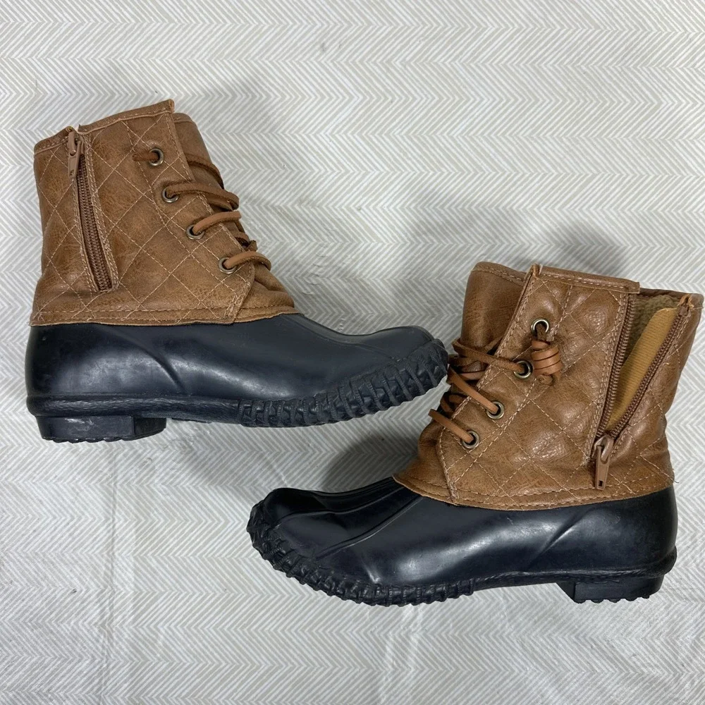 STEVIES Duck Boots Laces Zip Up Girl's Size 3 Fleece lined‎ Snow Rain shoes